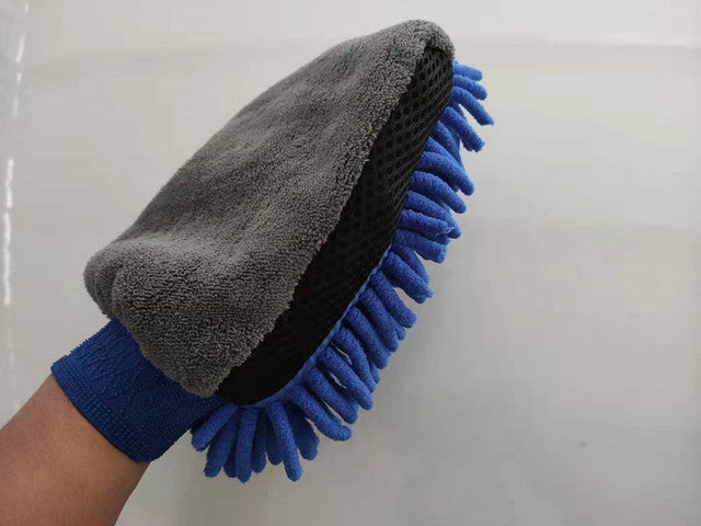 Single-Sided Chenille Foam Car Cleaning Gloves