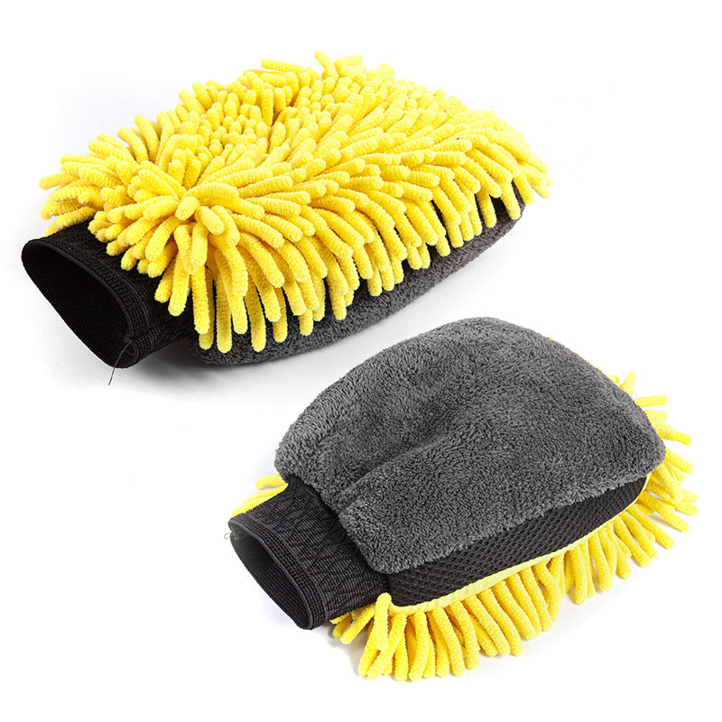 Single-Sided Chenille Foam Car Cleaning Gloves