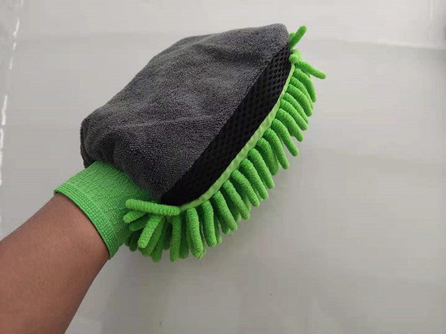 Single-Sided Chenille Foam Car Cleaning Gloves