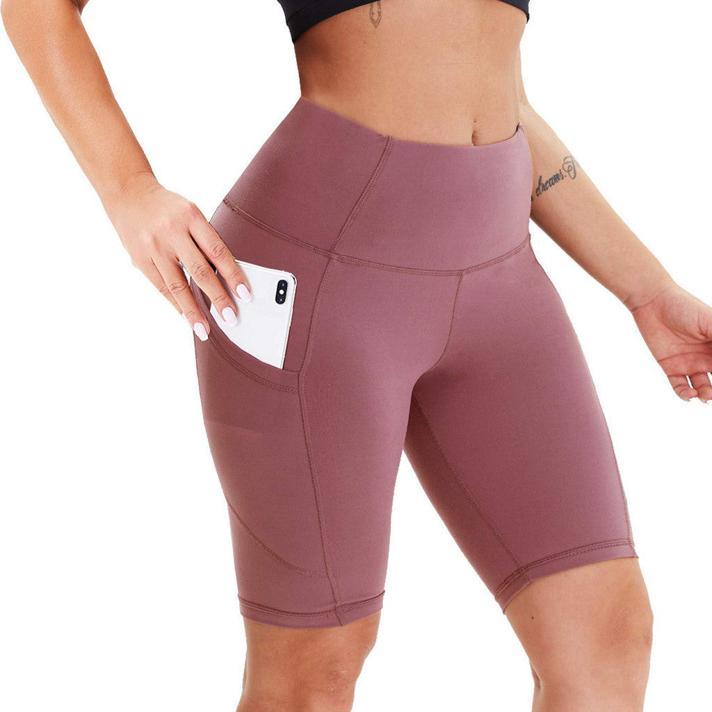 Women's Double-Sided Pocket Sports Yoga Running Shorts