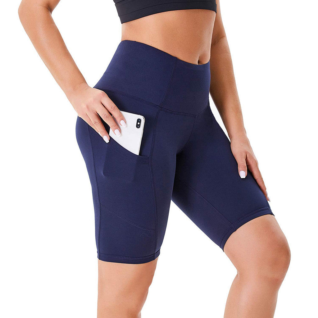 Women's Double-Sided Pocket Sports Yoga Running Shorts