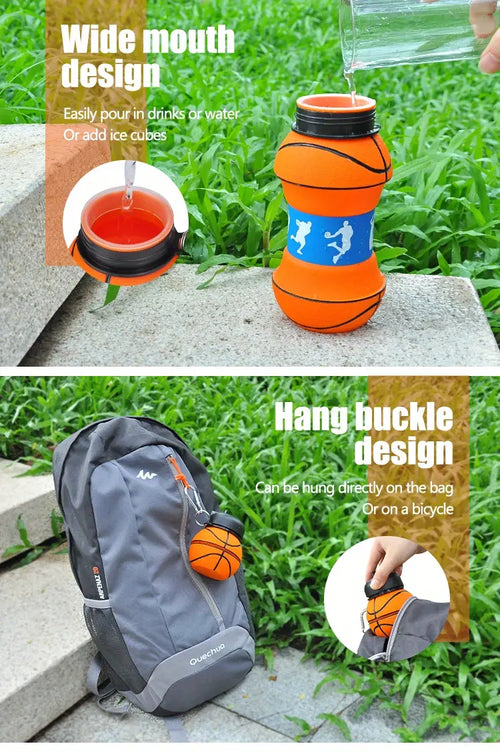 Collapsible BPA-Free Silicone Sports Water Bottle (19oz)