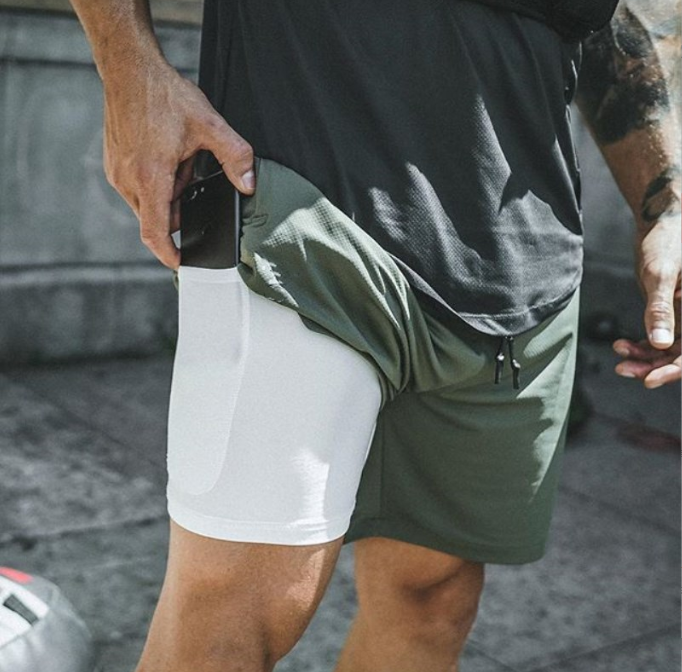 Men's Double Layer Mesh Running Shorts