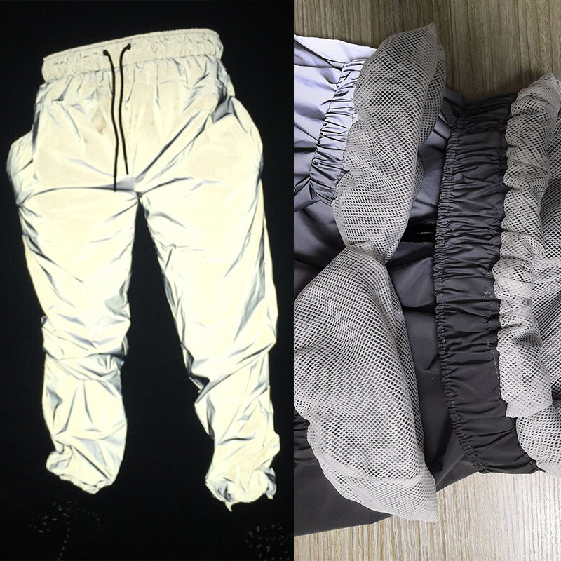 Reflective Double-Layer Lace-Up Trousers for Running