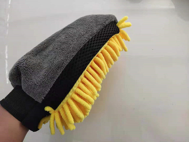 Single-Sided Chenille Foam Car Cleaning Gloves