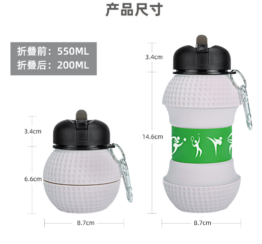 Collapsible BPA-Free Silicone Sports Water Bottle (19oz)