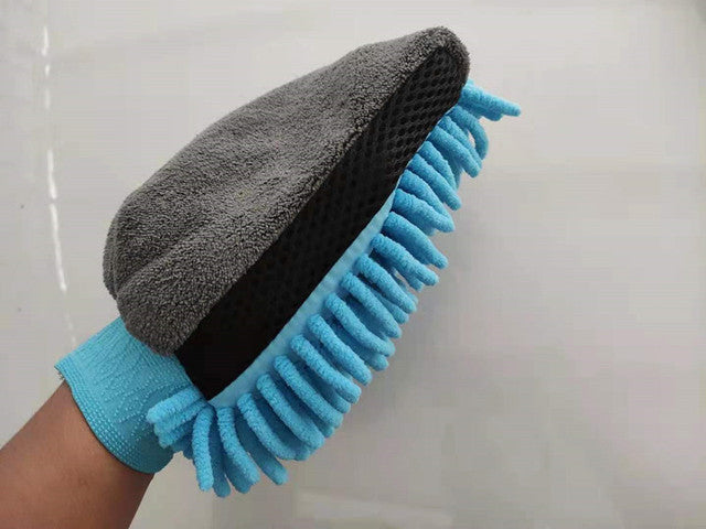 Single-Sided Chenille Foam Car Cleaning Gloves