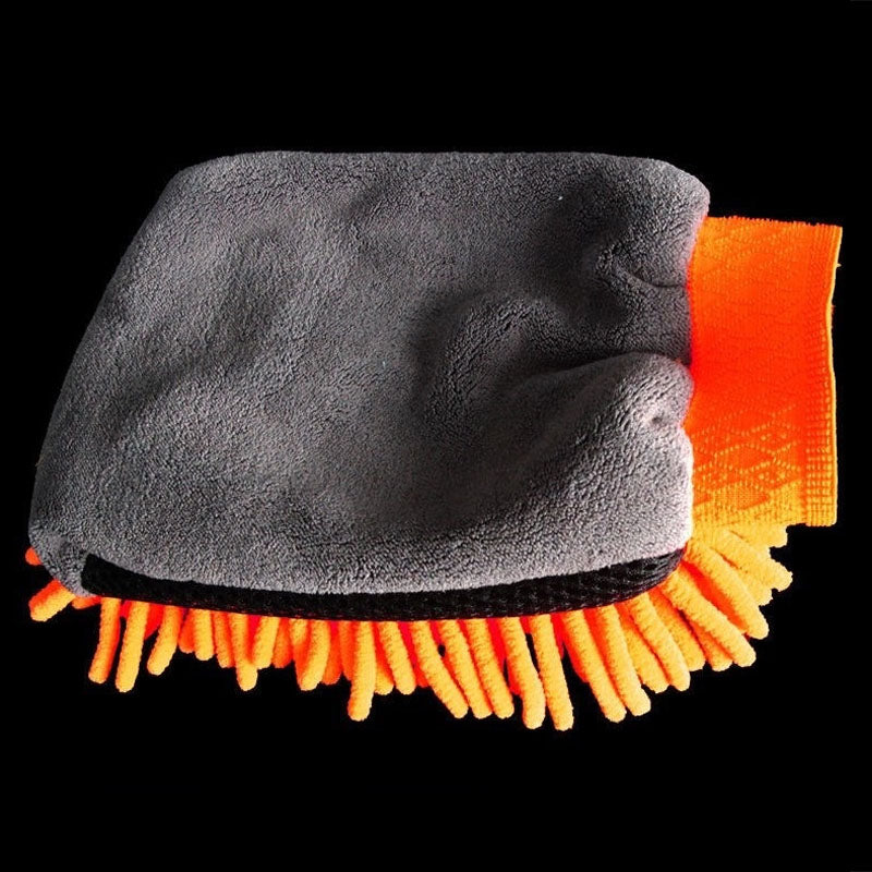 Single-Sided Chenille Foam Car Cleaning Gloves