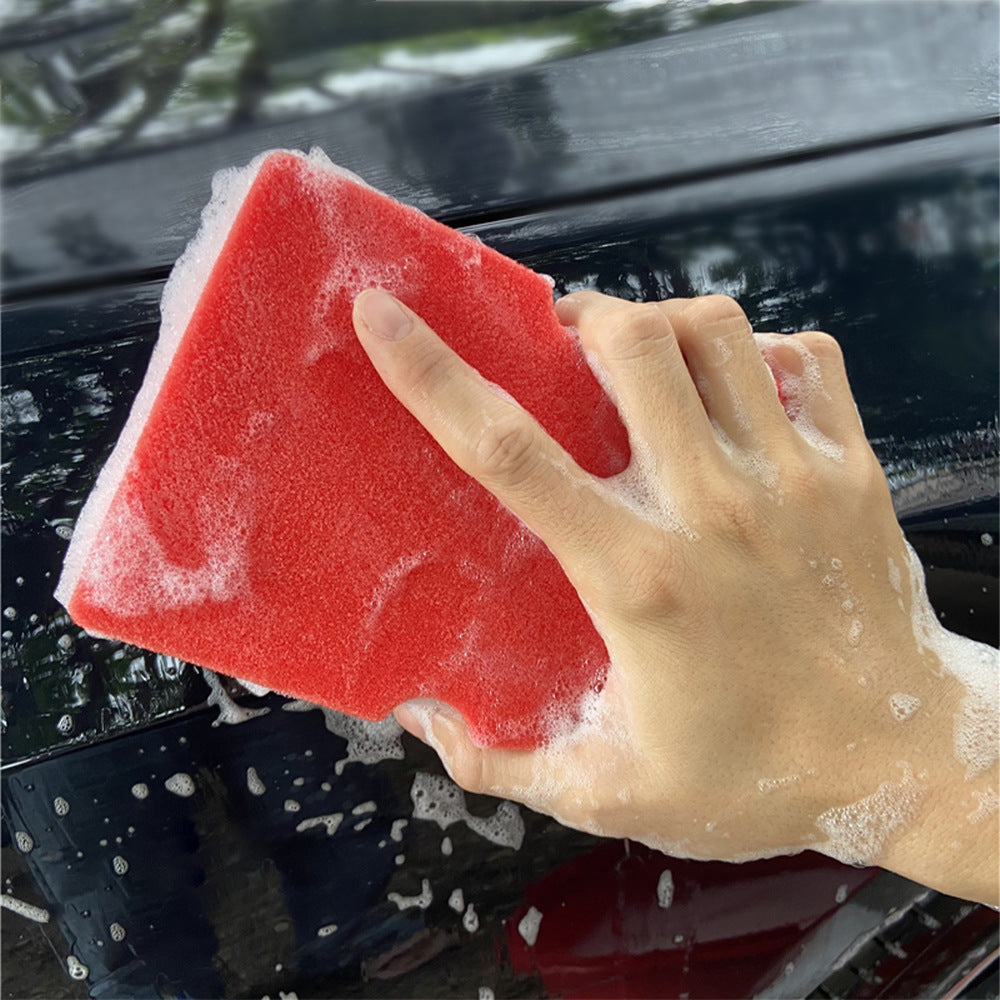 Red Car Cleaning Sponge and Wheel Brush Set
