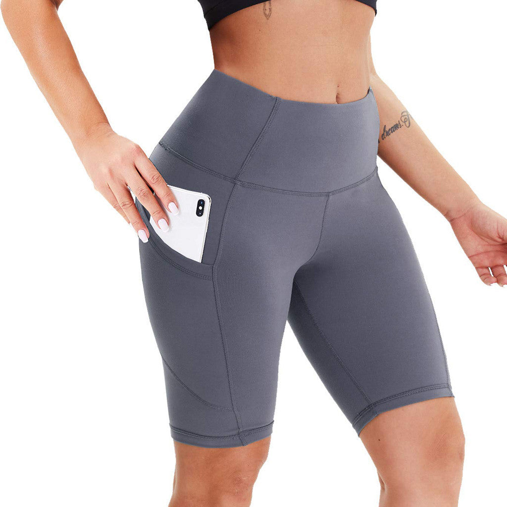 Women's Double-Sided Pocket Sports Yoga Running Shorts