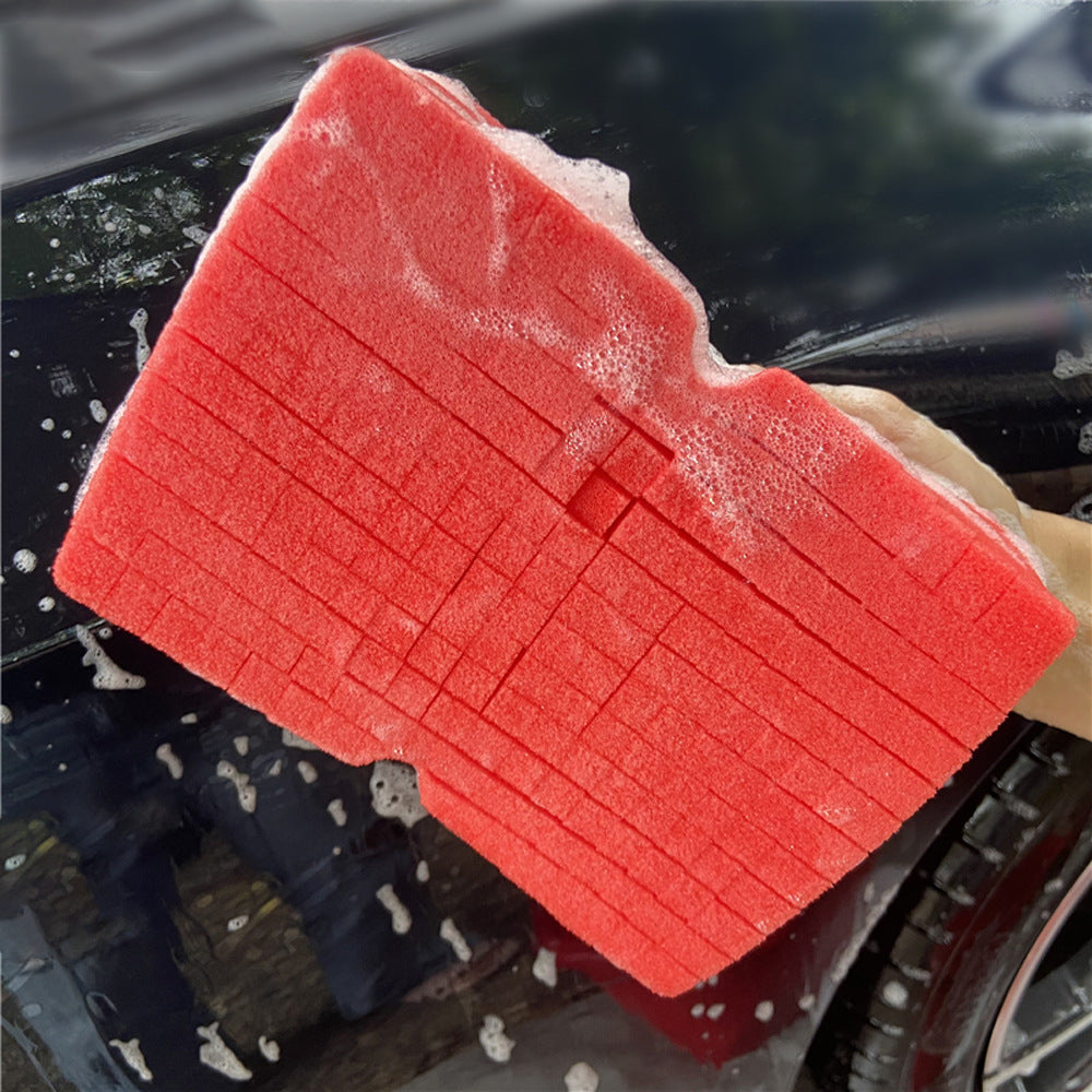 Red Car Cleaning Sponge and Wheel Brush Set