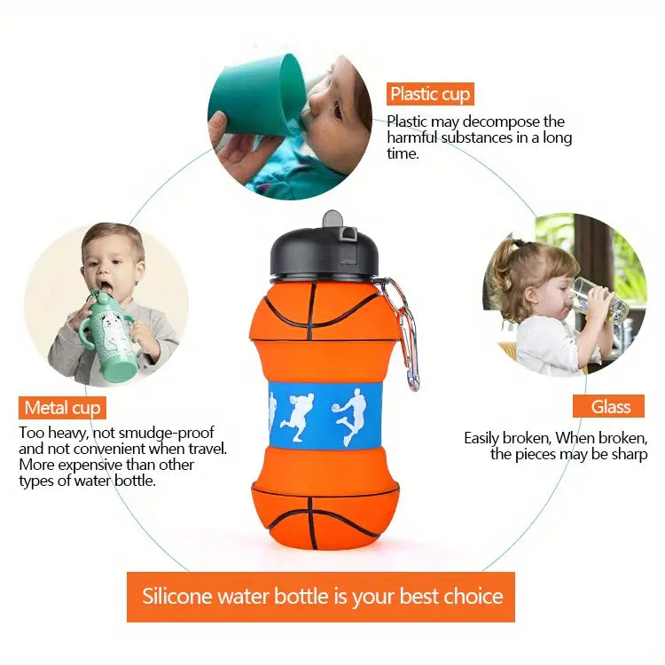 Collapsible BPA-Free Silicone Sports Water Bottle (19oz)