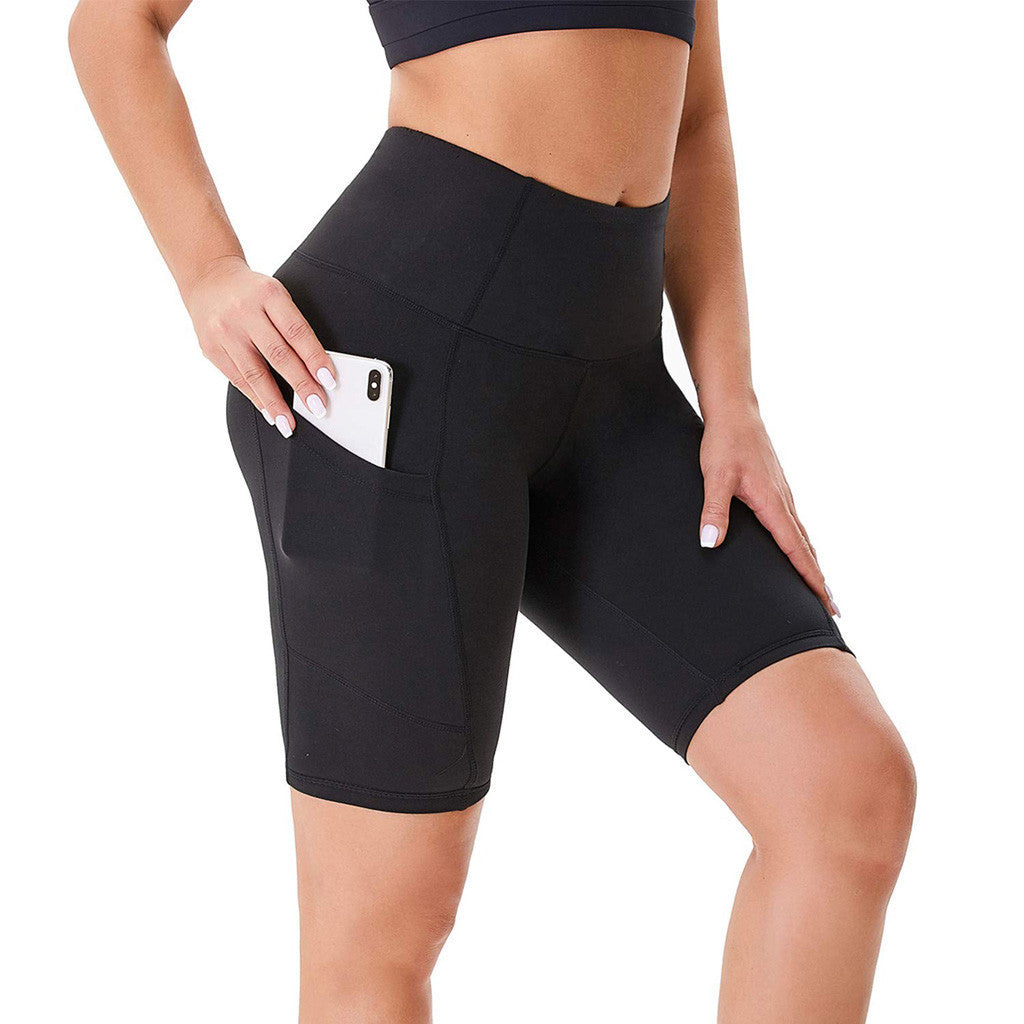Women's Double-Sided Pocket Sports Yoga Running Shorts