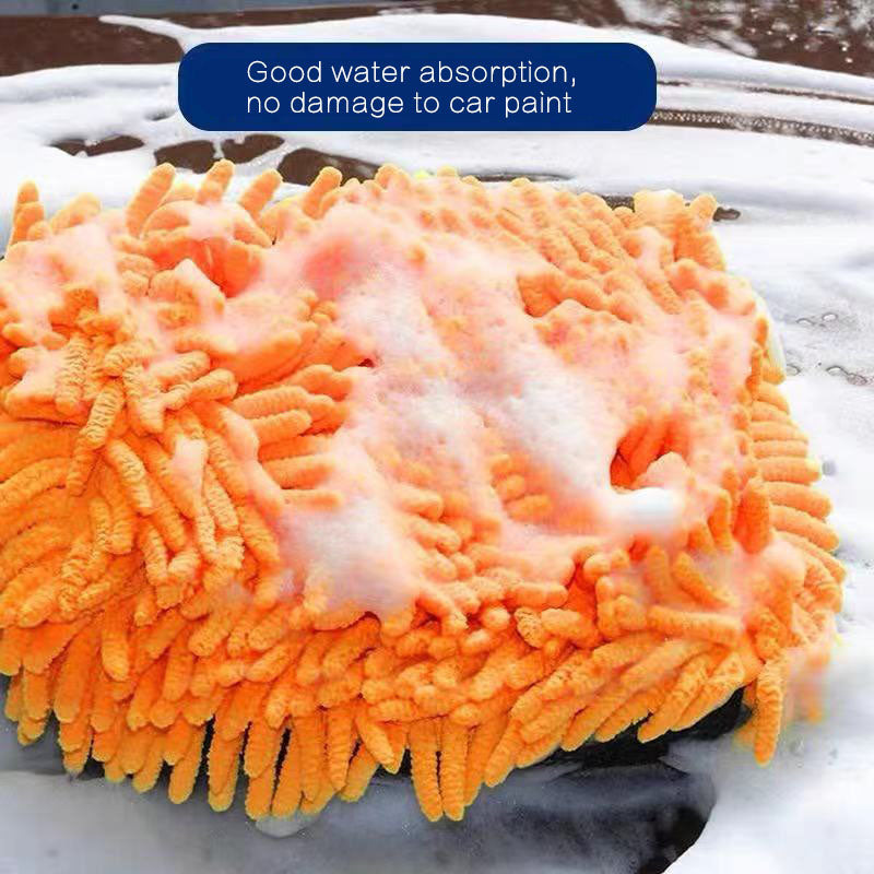 Single-Sided Chenille Foam Car Cleaning Gloves