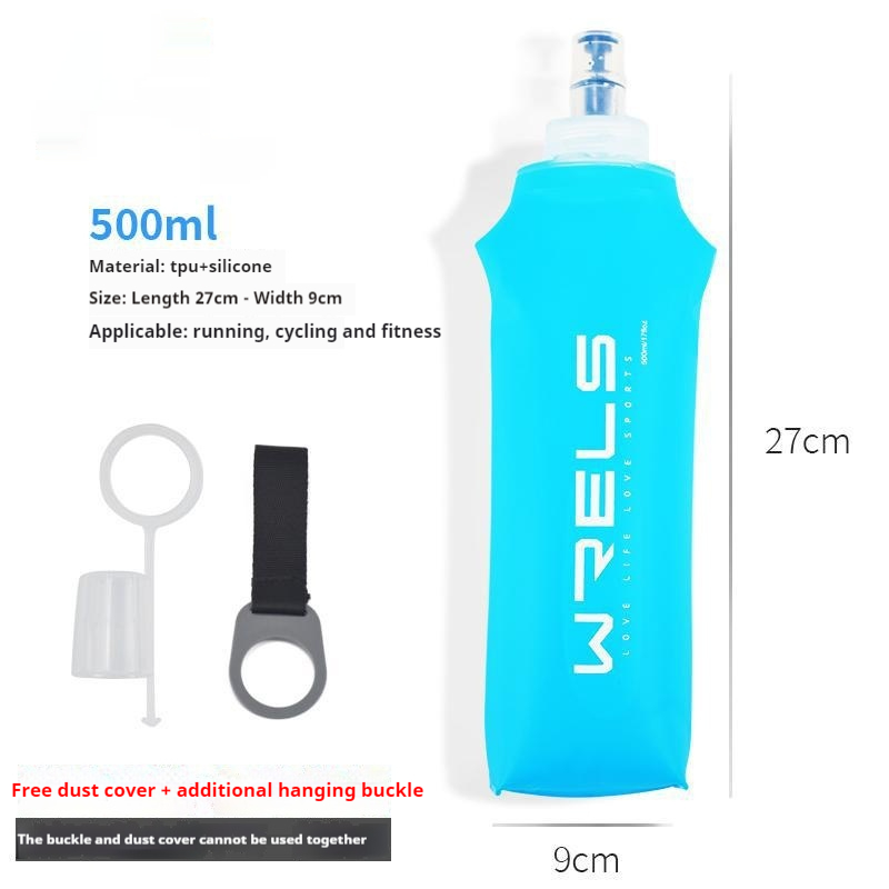 Foldable Sports Soft Water Bottle with Bite Valve – Portable Running Waist Pack Hydration Flask (150ml/250ml/500ml)