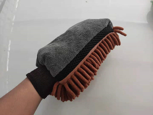Single-Sided Chenille Foam Car Cleaning Gloves